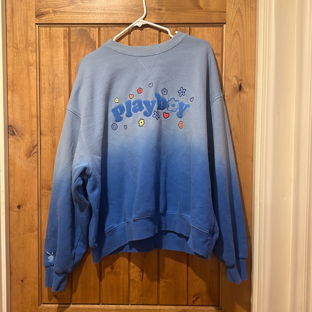 Large blue playboy crewneck
